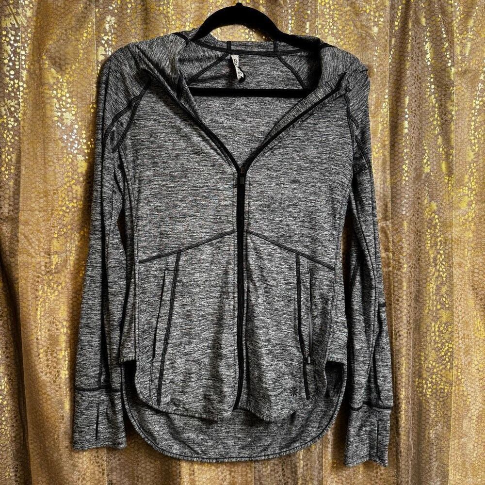 Athleta Pacifica Baja UPF Sweatshirt Jacket Hooded Full Zip Charcoal Heather XXS